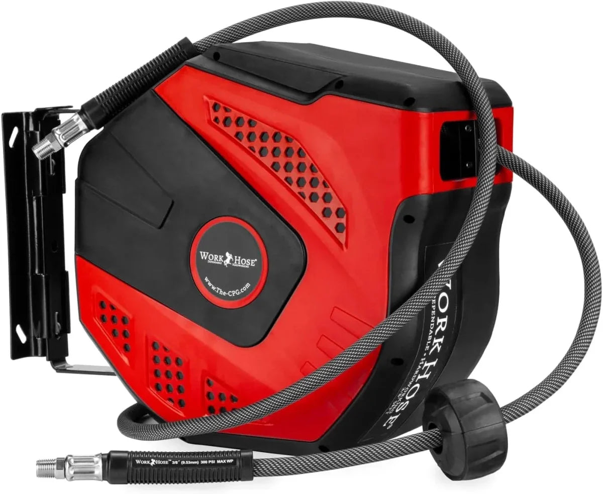 Work Hose 1600 Series Retractable Air Hose Reel – 3/8" x 50' (300 PSI)