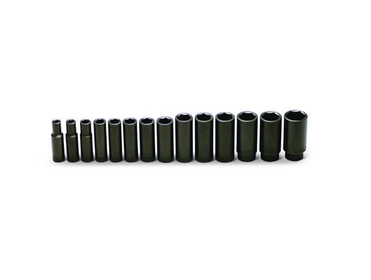 Wright Tool 6 Point Deep Impact Socket Set 14 Piece 1/2" Drive SAE 407